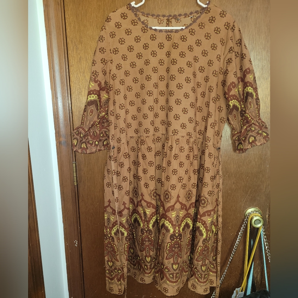 April Cornell Brown Floral Patterned Dress